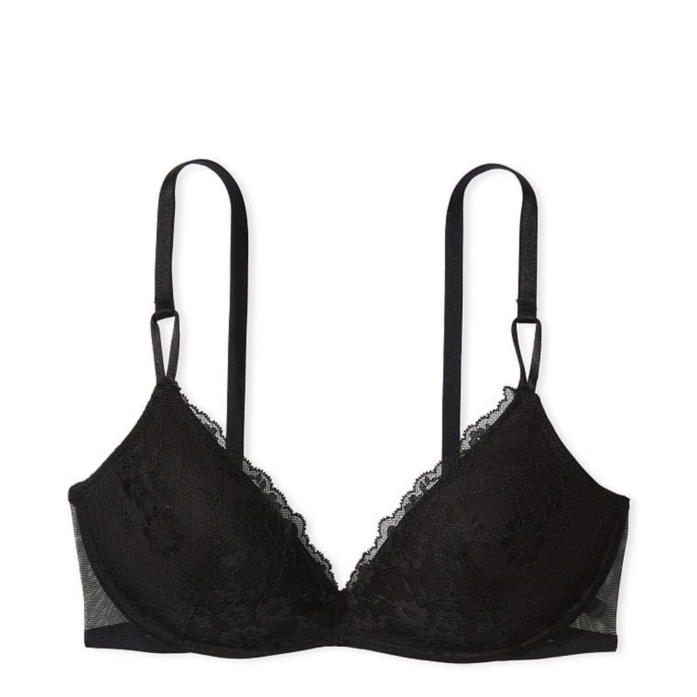 Black sexy tee wireless lace push up bra